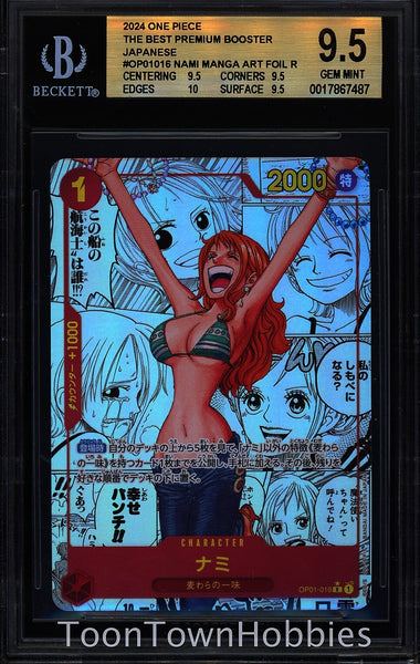 One Piece BGS 9.5 - Nami OP01-016 Manga Art - Japanese The Best Premium PRB01