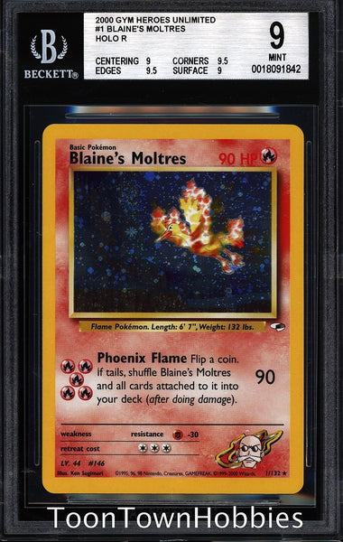 BGS 9 Pokemon - Blaine's Moltres Holo 1/132 - Gym Heroes