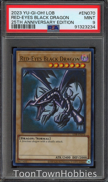 PSA 9 2023 - Yu-Gi-Oh Red-Eyes Black Dragon LOB-EN070 - 25th Anniversary
