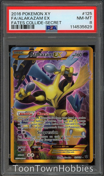 PSA 8 Pokemon - Alakazam ex 125/124 Alt Art Secret Rare - XY Fates Collide