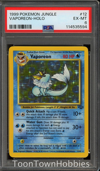 PSA 6 Pokemon - Vapreon 12/64 Holo - Jungle