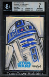 2015 BGS 7 Topps Star Wars - The Force Awakens R2-D2 Rocom Sketch 1/1