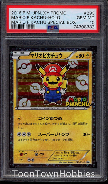 PSA 10 Pokemon - Mario Pikachu Poncho 293 /XY-P - Japanese Exclusive Special Box