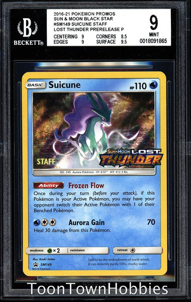 BGS 9 Pokemon - Suicune SM149 Holo - Lost Thunder Staff Promo Card