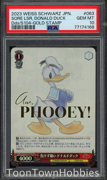 PSA 10 Weiss Schwarz - Sore Loser Donald Duck 063SP SP - Disney 100