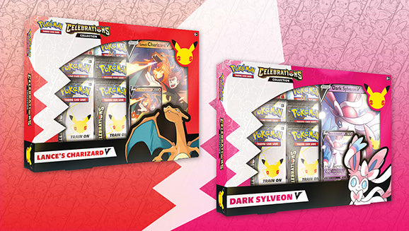 Pokémon TCG: Celebrations Collection—Lance’s Charizard V and Pokémon TCG: Celebrations Collection—Dark Sylveon V.
